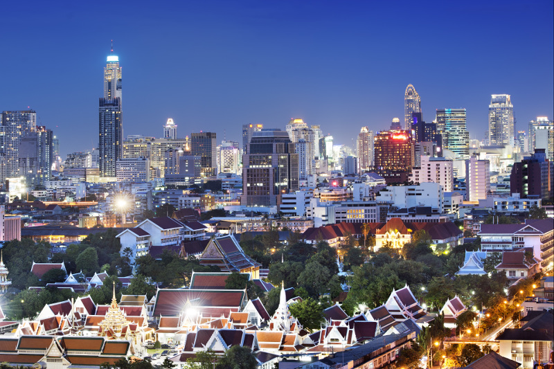 Bangkok éjszakai városképe